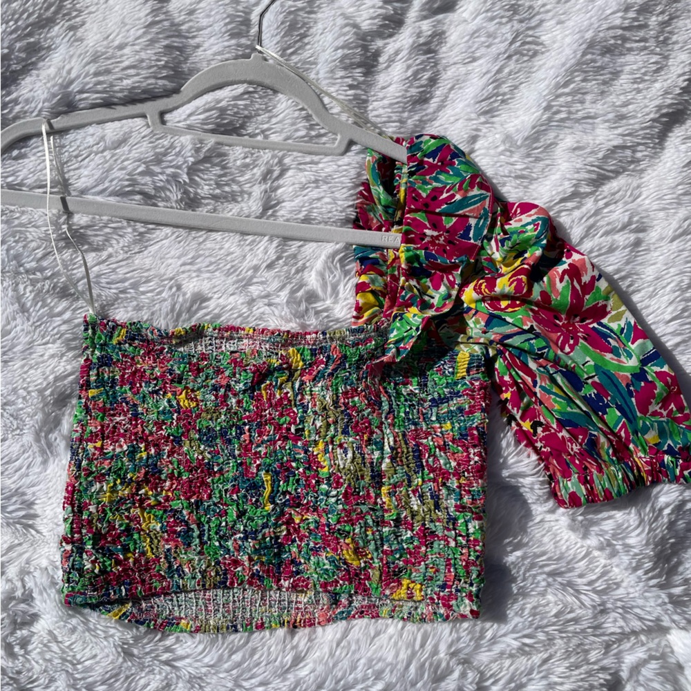 Floral blouse , from Zara, size M, one shoulder